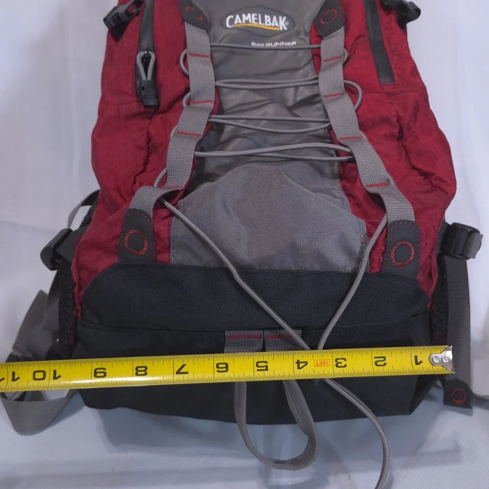 CamelBak Rim Runner Hydration Backpack w/ Bladder D-Fit Red Grey Hiking Trail